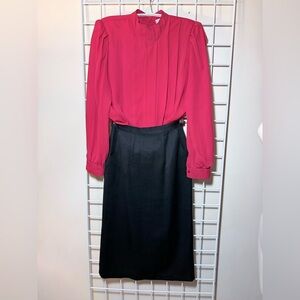 Jonathan Martin vintage blouse with Classic Black Pencil Skirt